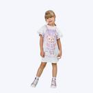 Conjunto Salopete Em Molecotton Ursinho E Blusa Manga Curta Infantil Menina Mundo Cinti 12534 Natural