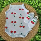 Conjunto Sandália Com Body Alcinha Fruta Bebe Menina Roupa Verão Estampado Mesversário