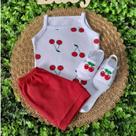 Conjunto Sandália Com Body E Short Bebe Menina Mesversário Estampado Verão 100% Suedine