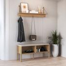 Conjunto Sapateira Banco Estofada e Prateleira - Pé Madeira Oslo/Complementos Artesano