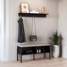 Conjunto Sapateira Banco Estofada e Prateleira - Pé Madeira Oslo/Complementos Artesano
