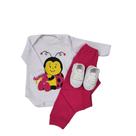 Conjunto Sapatinho Tênis Com Body E Calça Bebê Menina Inverno 100% Suedine