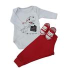 Conjunto Sapatinho Tênis Com Body E Calça Bebê Menino Inverno 100% Suedine