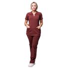 Conjunto Scrub Pijama Cirúrgico Ricco Marrom Toque geladinho Poliamida Elastano Cor:MarromTamanho:GG
