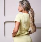 Conjunto Scrub Pijama Cirúrgico Verona Manteiga Toque Geladinho Poliamida