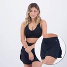 Conjunto Selene Top Sem Costura + Shorts Saia Preto