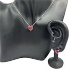 Conjunto semijóia Colar Brinco Coração de Zirconia Rubi Conjunto semijóia Colar Brinco Coração de Zirconia Rubi