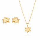 Conjunto Semijoia Estrela com Colar e Brinco Banhado a Ouro 18k
