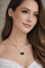 Conjunto semijoia pedra zirconia verde esmeralda