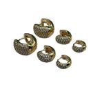 Conjunto semijóia Trio Brincos Argola Cravejada Banhada Ouro