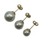 Conjunto semijóia Trio de Brincos Perola Lisa a Banhado Ouro