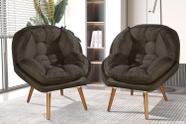 Conjunto Sênior Poltronas 2 un Suede Premium Pés De Madeira