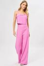 Conjunto Sense Rosa Calça Pantalona e cropped Assimétrico
