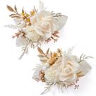 Conjunto Serwalin de 2 boutonnieres masculinas de champanhe de 17 cm