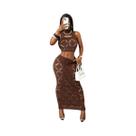 Conjunto Sexy Em Tamanho plus Para Mulheres, Top Cropped Transparente E Saia Mini De Cintura Alta,