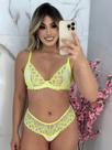 conjunto sexy rendado neon verde