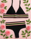 Conjunto Sexy sem Bojo em Renda e Tule com Elástico Colorido - 70007 Conjunto Sexy sem Bojo em Renda e Tule com Elástico Colorido - 70007