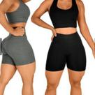 Conjunto Short Curto Cós alto e Top Sem Bojo Conjunto Fitness Academia Suplex