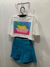 Conjunto short e camisa cor azul tamanho M