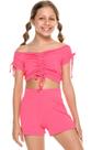 Conjunto Short e Cropped Sanfonado Pink Mylu