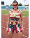 Conjunto short e top mulher maravilha estampado