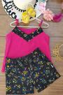 Conjunto short floral e blusa