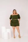 Conjunto Short Saia e Cropped Plus Size Fresquinho Casual