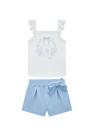 Conjunto Shorts Azul Regata Branca Menina Somni