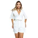 Conjunto Shorts cintura alta e cropped manga 3/4 para Festas Reveillon Natal Formal e Casual