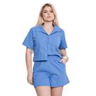 Conjunto Shorts com bolso cropped camisa com botões de madeira praia Conjunto Shorts com bolso cropped camisa com botões de madeira praia