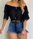 conjunto shorts jeans e blusa