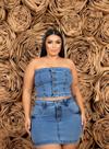 Conjunto Shorts Ou Saia Com Cropped Feminino Plus Size Jeans