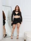 Conjunto Shorts Saia e Top de Paetês com Detalhe o Laço