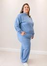 Conjunto Sianinha Blusa e Calça Moletinho Linho Flame Azul Cobalt