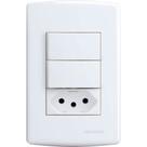 Conjunto Siena 4X2 Branco Com Placa (1Simples+1Paralelo+1Tomada) 6087