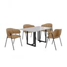 Conjunto Siena Com 4 Cadeiras E Base Goiás Bm Tubulares Off White-linho 306