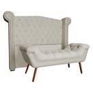Conjunto Sienna Cabeceira e Recamier King 195 Cm Suede Bege - LM DECOR