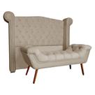 Conjunto Sienna Cabeceira e Recamier King 195 Cm Suede Cappuccino - LM DECOR