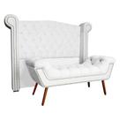 Conjunto Sienna Cabeceira e Recamier Queen 160 Cm Corano Branco - LM DECOR