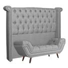 Conjunto Sienna Cabeceira e Recamier Queen 160 Cm Linho Cinza - LM DECOR
