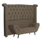 Conjunto Sienna Cabeceira e Recamier Queen 160 Cm Linho Marrom - LM DECOR