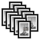 Conjunto simples de 10 porta-retratos pretos 5x7 com tapete 4x6