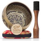 Conjunto Singing Bowl Silent Mind Tibetan gravado com almofada