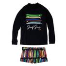 Conjunto Siri Menino Blusa/Sunga Preto Coral Proteção UV 50+