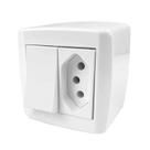 Conjunto Sobrepor Monobloco com Interruptor Simples 10A + Tomada 20A 250V~ Linha Slim Box Ilumi - 84201 Conjunto Sobrepor Monobloco com Interruptor Simples 10A + Tomada 20A 250V~ Linha Slim Box Ilumi - 84201