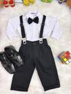 Conjunto Social Bebê Calça Suspensório Preto e Camisa Branca