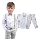 Conjunto Social Cinza Manga Longa Calça Casamento Pajem Bebê