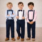 Conjunto Social Infantil Camisa Calça Suspensório Menino
