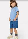 Conjunto Social Menino Infantil Camiseta cpeitilho Bermuda em Sarja Malha Mesclada Carinhoso
