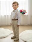 Conjunto Social Menino Linho Miss Cherry - Camisa Branca, Calça, Cinto e Gravata